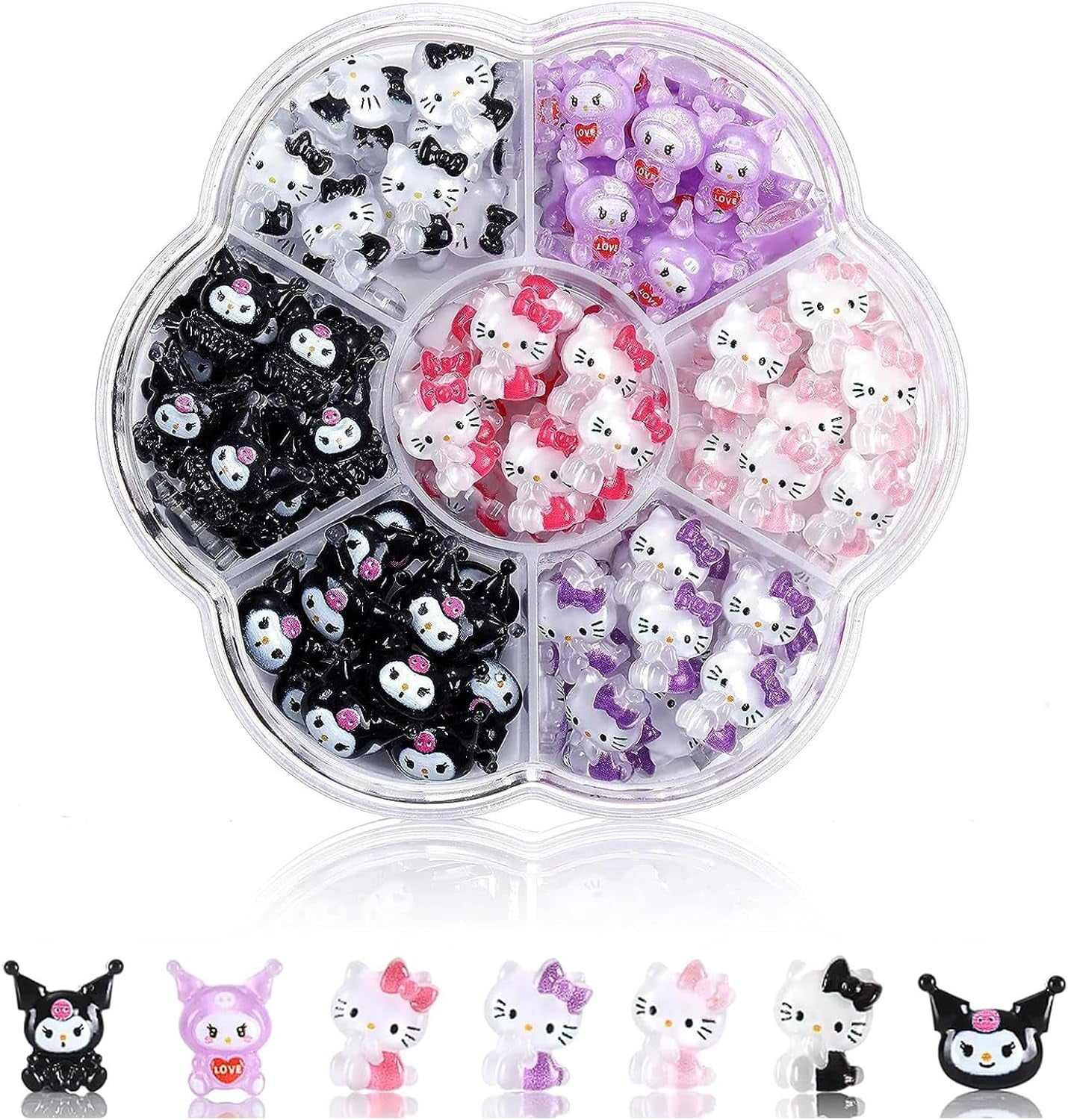 3D nálepky na nehty pro kočky, třpytky na nehty, flitry, pryskyřicové nálepky na nehty, drahokamy na nehty, diamanty pro nail art, včetně voskové tyčinky s drahokamy (barevná kočka)