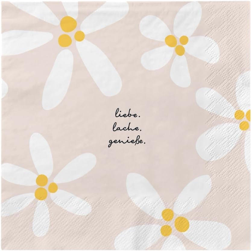 Grafika Werkstatt Serviettes Mit Spruch Groß | 20 kusů | 16,5 X 16,5 cm | Barevné | Láska. Smích. Užijte si to.