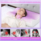 HOMCOM Polštář z paměťové pěny Polštář na krk s odnímatelným potahem 2 Výška Ergonomický 2S citlivý polštář na krk pro různé polohy spaní 60x40 cm Krémově bílá