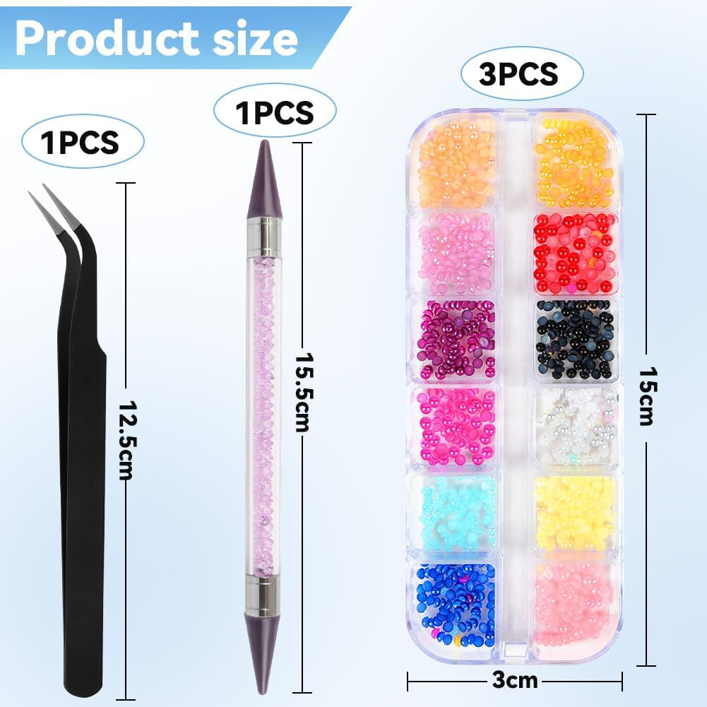 Harz Strasssteine ​​​​4200ks Strass Kristalle 1Mm-5Mm Gemischte Kinder Bastelsachen Kit Mit Strass Mit Picking Pinzette Und Stift Für DIY Nägel Kleidung Kunsthandwerk Gemischt Becher Party (A)