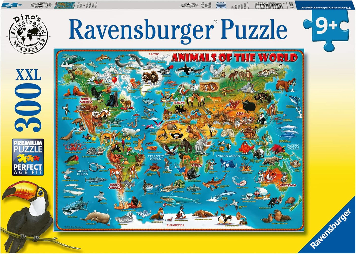 Puzzle Ravensburger pro děti - 13257 Zvířátka z celého světa - Puzzle mapa světa pro děti od 9 let, s 300 dílky ve formátu Xxl Puzzle Naty Shop Výchozí název