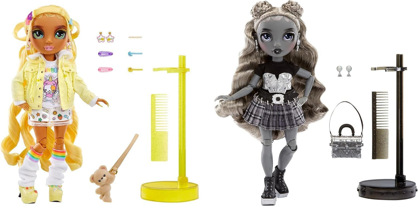Speciální edice Rainbow High Shadow High - Madison Twins Sunny a Luna - 2 módní panenky ve žlutém a šedém značkovém oblečení, mix a sladění s doplňky - pro sběratele a děti 4-12 let