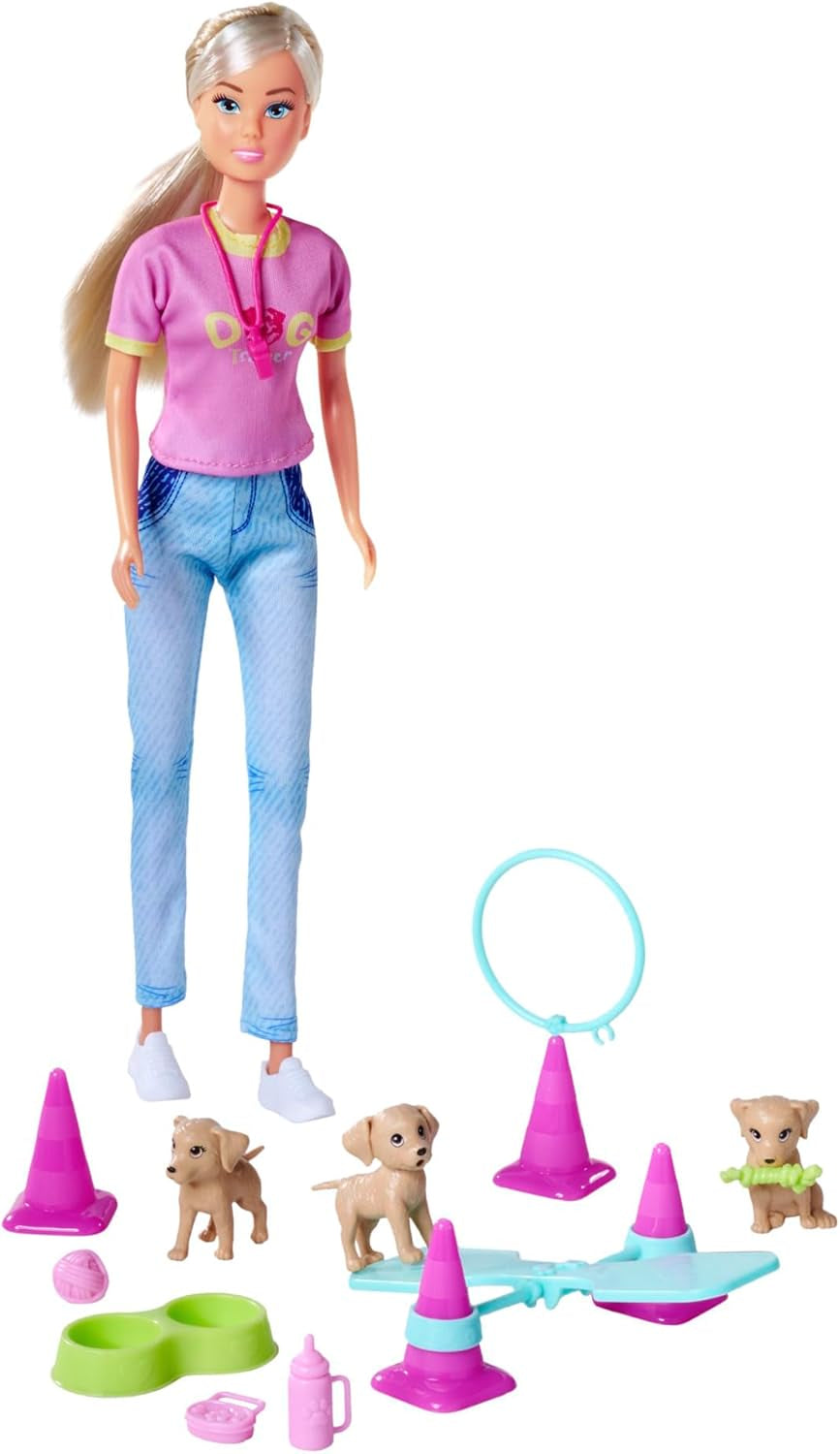 Simba Steffi Love Dog Trainer, panenka jako trenér psů s výcvikovým kurzem, 3 psi a doplňky, 29 cm, od 3 let