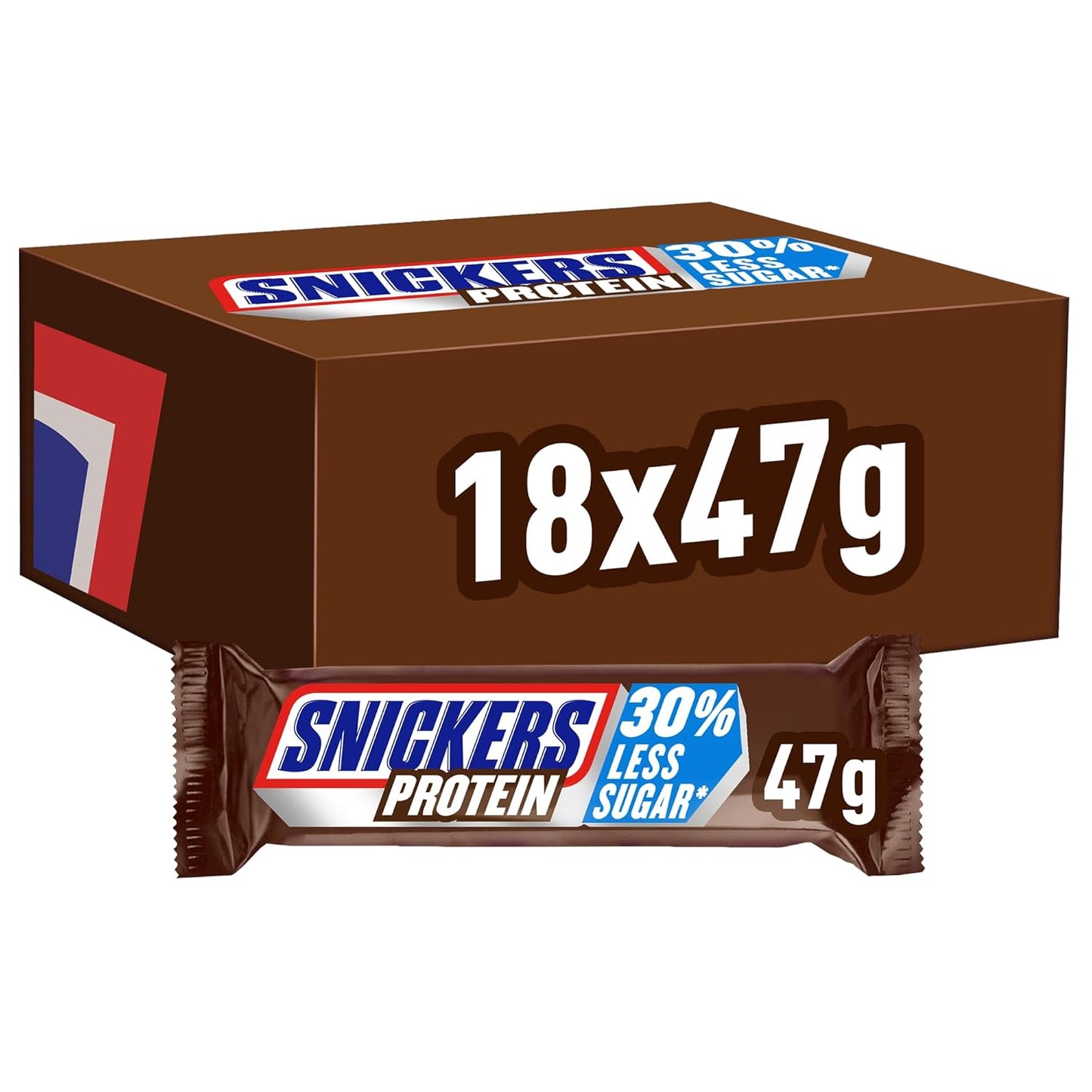 Snickers Proteinové tyčinky s čokoládou - bohatá chuť s lískooříškovým karamelem a nugátem, hromadné balení 18x47g