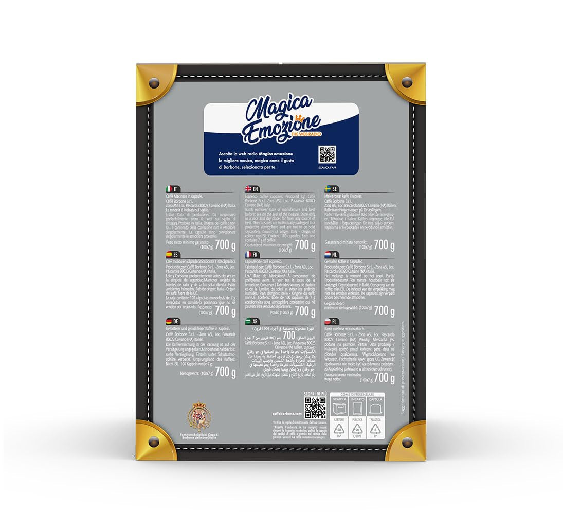 Caffè Borbone Blue Kaffeemischung - 100 Kapseln - Kompatibilní s Kaffeemaschinen der Marke Lavazza®* Espresso Point®*