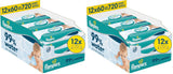 Pampers 99% vodní dětské ubrousky, 12 balení po 60 ubrouscích = 720 dětských ubrousků, lehké mléko 99% voda