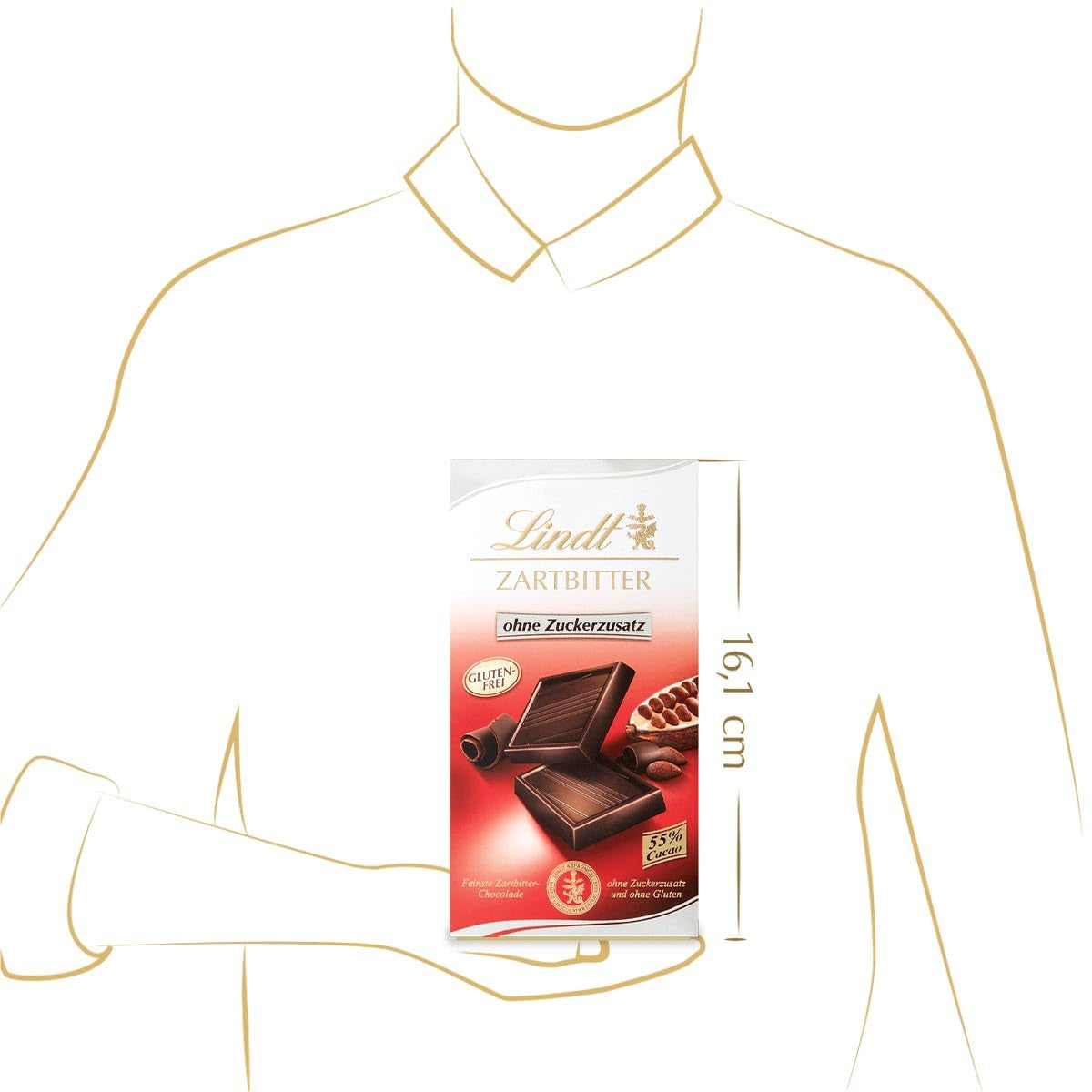 Hořká čokoláda bez přidaného cukru | Tableta 100g | Nejlepší s 55% kakaa, bez lepku | Čokoládová tyčinka | Čokoládová dárková sada (balení 4 ks)
