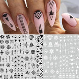 12 Blatt Nagelsticker Geometrisch Nagelaufkleber Selbtklebend Schwarz-Weißes Mysteriöses Dreieck Nail Art Sticker Dekoration Nageldesign Zubehör