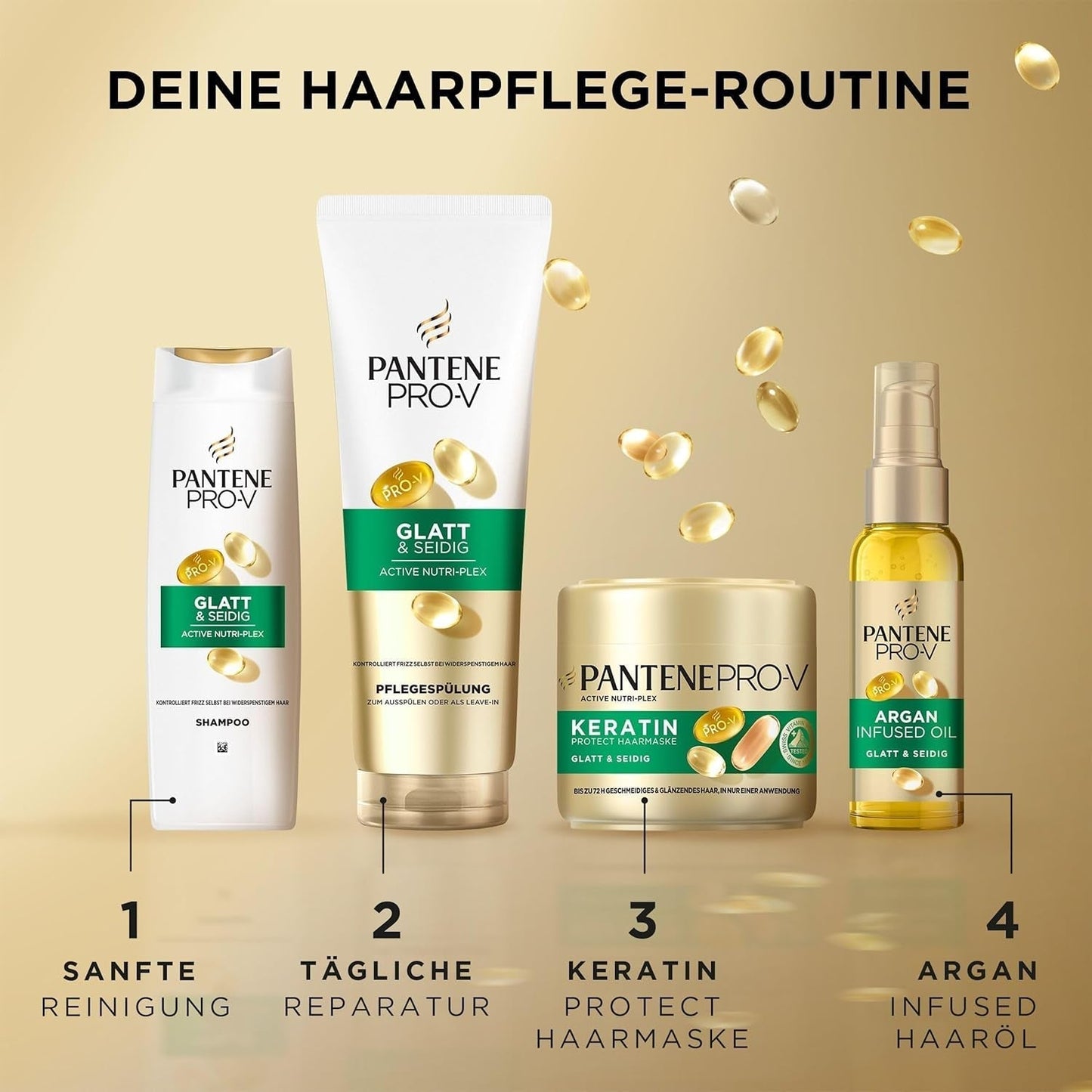 Pantene Pro-V Smooth & Silky Keratin Protect Hair Mask 500 ml pro kudrnaté a suché vlasy, až 72 hodin hladkých a lesklých vlasů v jedné aplikaci, se složením Pro-V a maskou na vlasy Active Nutri-Plex Naty Shop