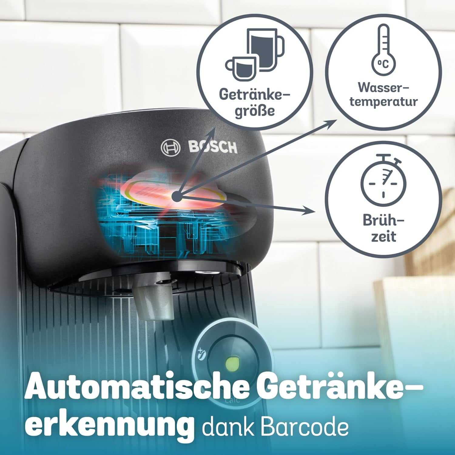 Bosch Tassimo finesse espresso na kapsle TAS162E, 70 nápojů, intenzivnější káva stisknutím tlačítka, automatické vypínání, udržitelné, perfektní dávkování, 1400 W, černá/černá