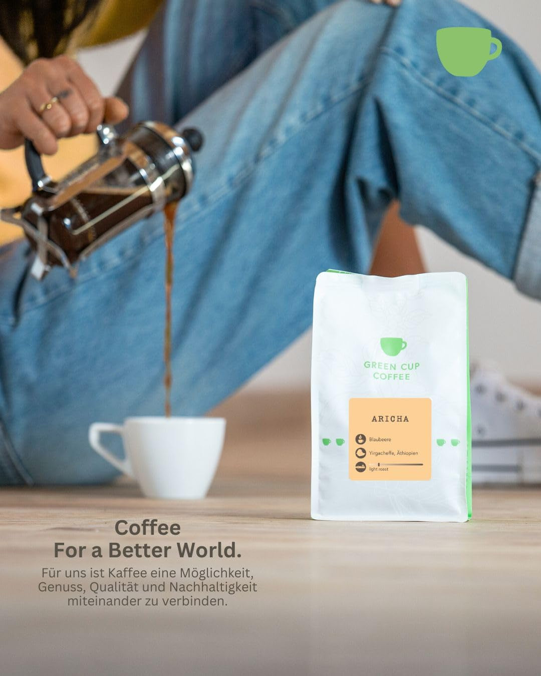 Káva - Aricha I 100% Arabica I Kávová zrna 250g I Ideální pro automatické kávovary, filtrovanou kávu a French press s ovocnou příchutí I světle pražené