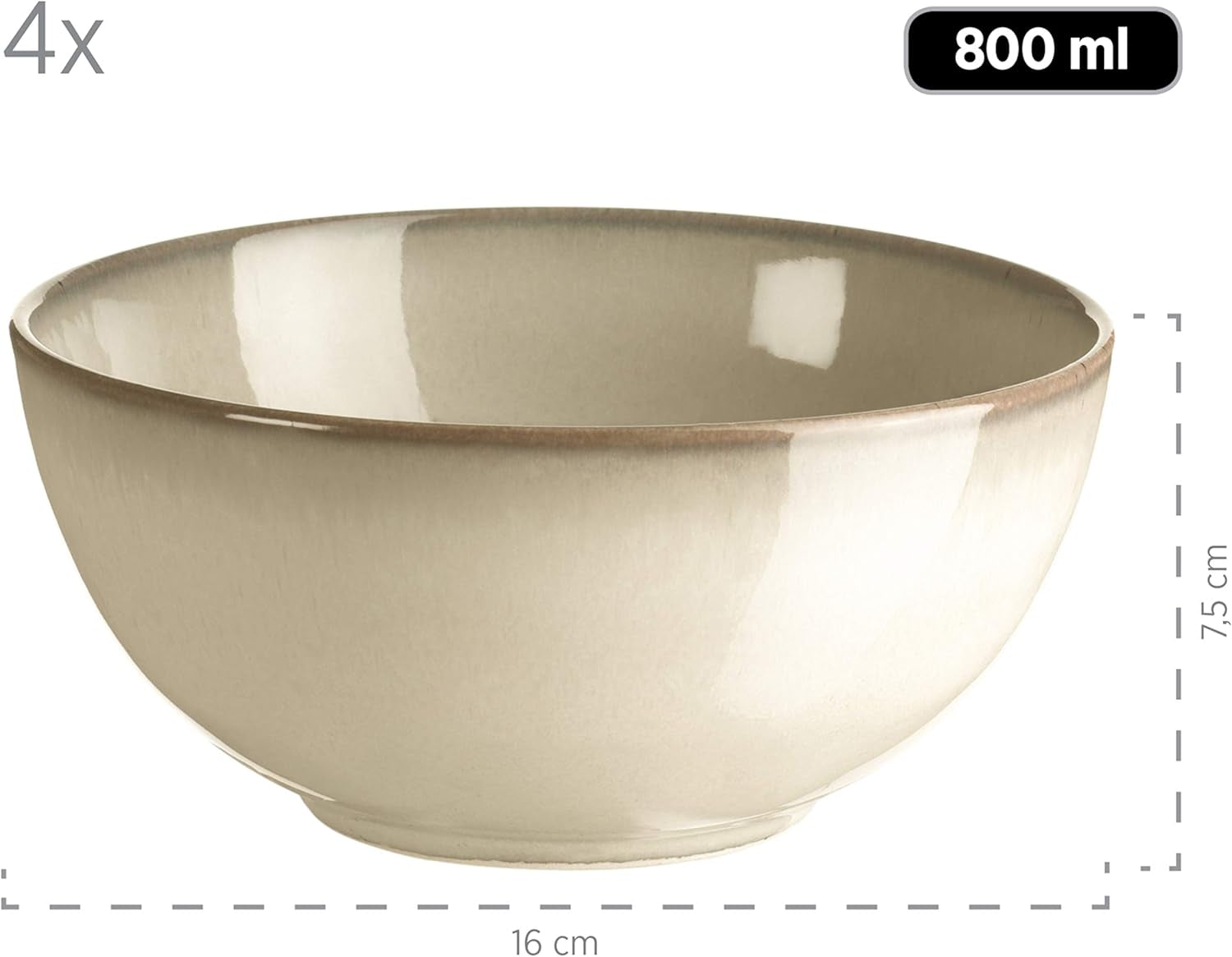 MÄSER 931736 sada jídelního nádobí pro 4 osoby ve vintage středomořském vzhledu, kombinovaná obsluha s 16 kusy v pískově šedé, keramické, pískově šedé