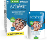 , Tuňák s modrou rybou v želé, kompletní mokré krmivo pro kočky, v sáčku, s dalšími vitamíny, 100% přírodní, 6 x 85 g
