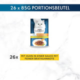 Gourmet Perle Delight mokré krmivo pro kočky v omáčce s kuřecím masem, balení 26 ks (26 x 85 g)