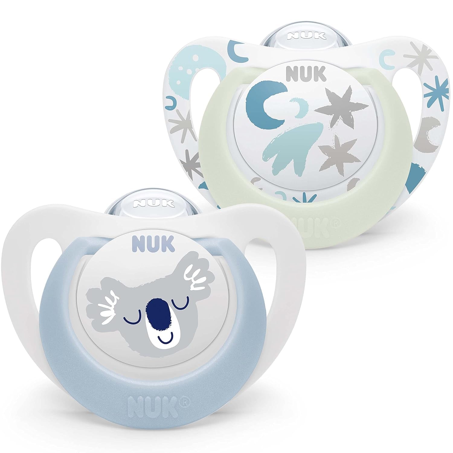 NUK Star Night & Day dětský dudlík 0-6 měsíců Svítí ve tmě Silikon bez BPA Pink Cat 2 balení