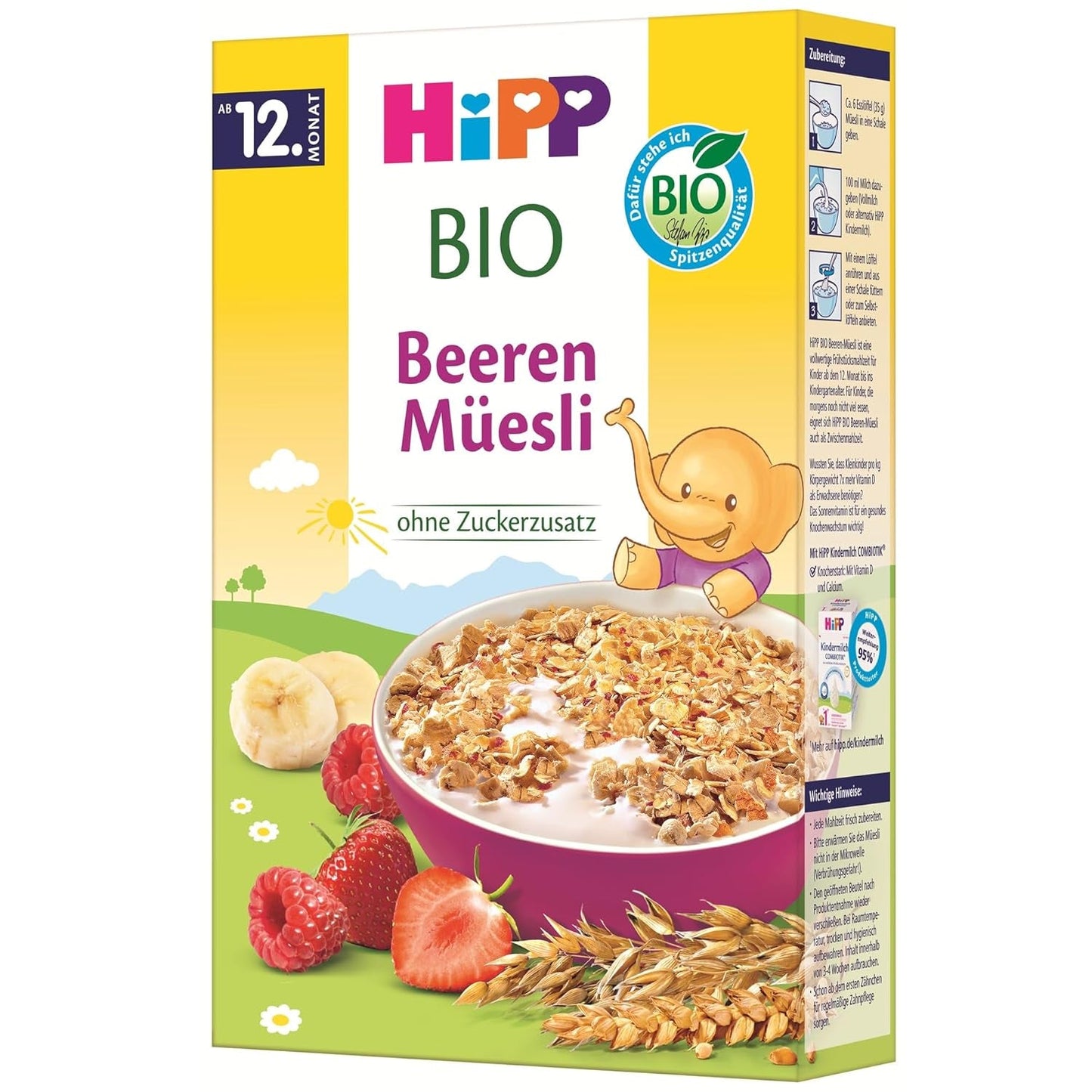 HiPP Bio Beeren-Müesli (8 x 200g), ab 12. Monat, ohne Zuckerzusatz, besonders fine Stückchen - leicht zu chewen, v nejlepším Bio-Qualität