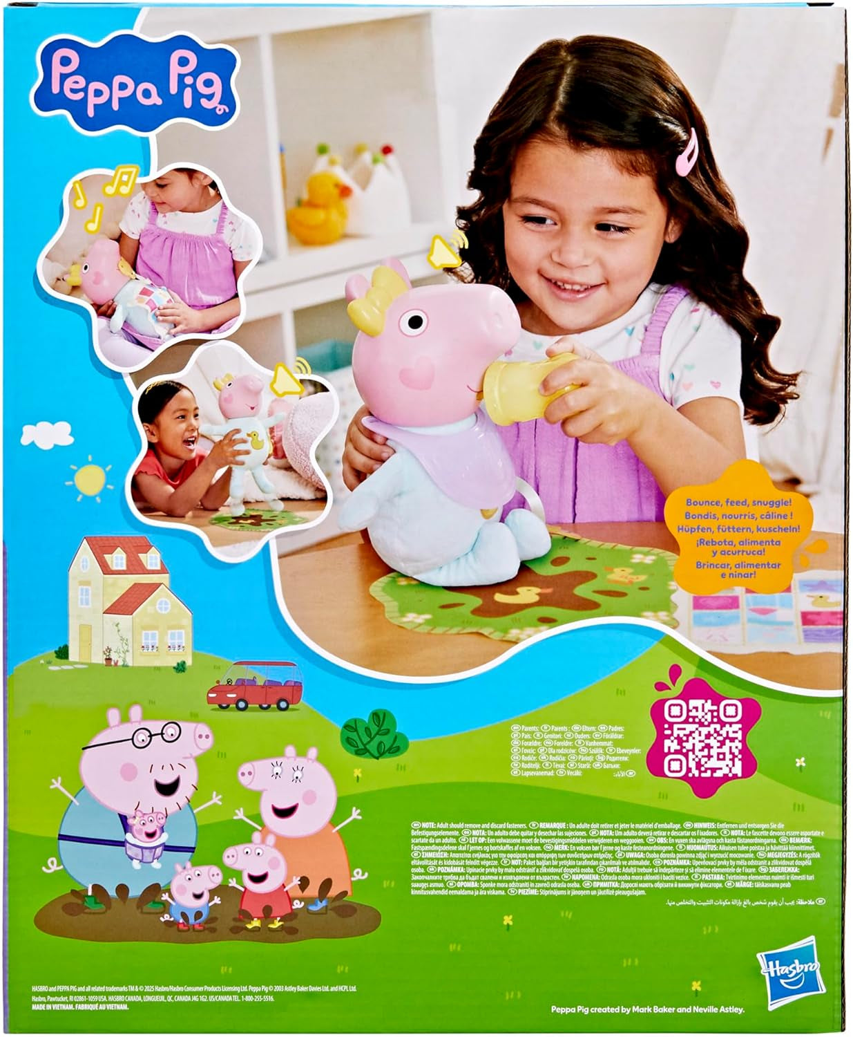 Interaktivní panenka Peppa Pig 28 cm Evie s 20 zvuky a mnoha funkcemi, sada hraček pro děti od 3 let