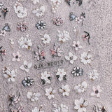 JMEOWIO Nálepka na nehty Schwarz Weiße Blume 6 Blatt Nálepka na nehty Selbtklebend Nagelaufkleber Frühling Letní květinová dekorace Nageldesign Zubehör