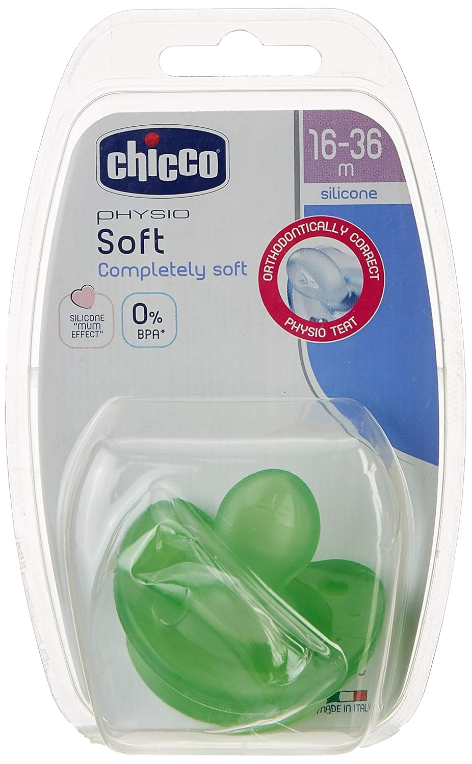 Chicco "Physio Soft" dudlík, 12 měsíců+, silikon, 1 kus, různé barvy
