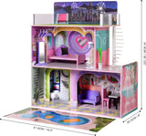 Oliviin malý svět Big Dreamland Západ slunce Současný dětský interaktivní dřevěný domeček pro panenky 3 patra s 16 nábytkem pro panenky Multi TD-13616A Domky pro panenky Naty Shop