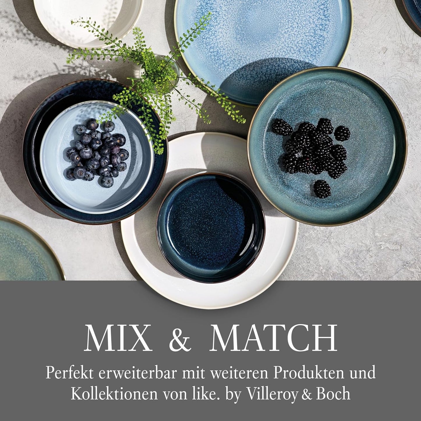 jako. od Villeroy & Boch – Večeře z řemeslné bavlny 4 teilig Weiß, Spülmaschinenfest, Mikrowellensicher, Geschirrset, Tafelservice Modern, Speiseteller, Tiefe Teller, Pottery-Look, Premium Porzellan