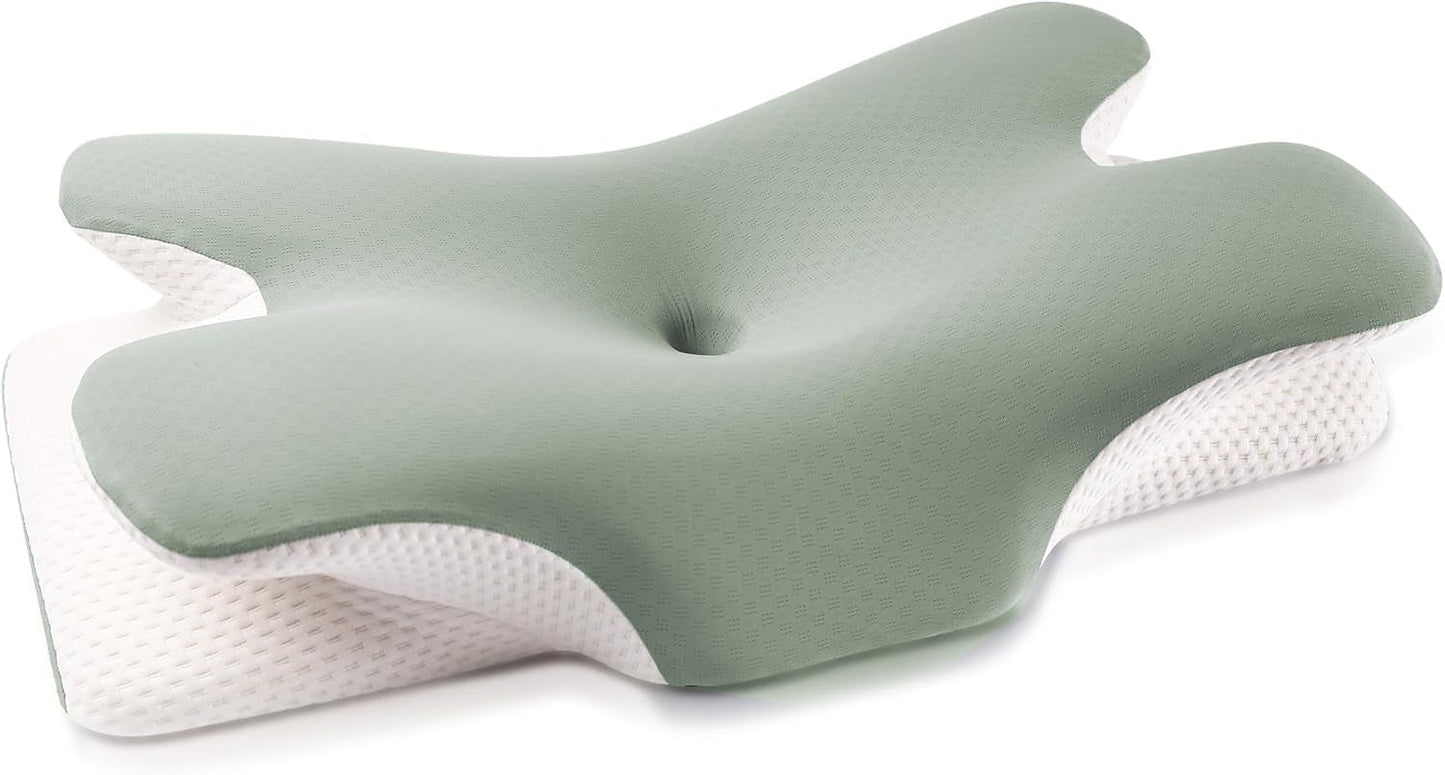 MULISOFT polštář z paměťové pěny, pohodlný polštář na hlavu, polštář na podporu krku, ergonomický boční polštář na spaní (šedý) krční ortopedické polštáře Naty Shop Regards