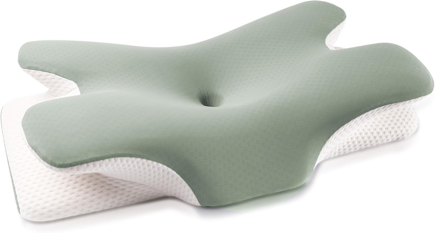 MULISOFT polštář z paměťové pěny, pohodlný polštář na hlavu, polštář na podporu krku, ergonomický boční polštář na spaní (šedý) krční ortopedické polštáře Naty Shop Regards