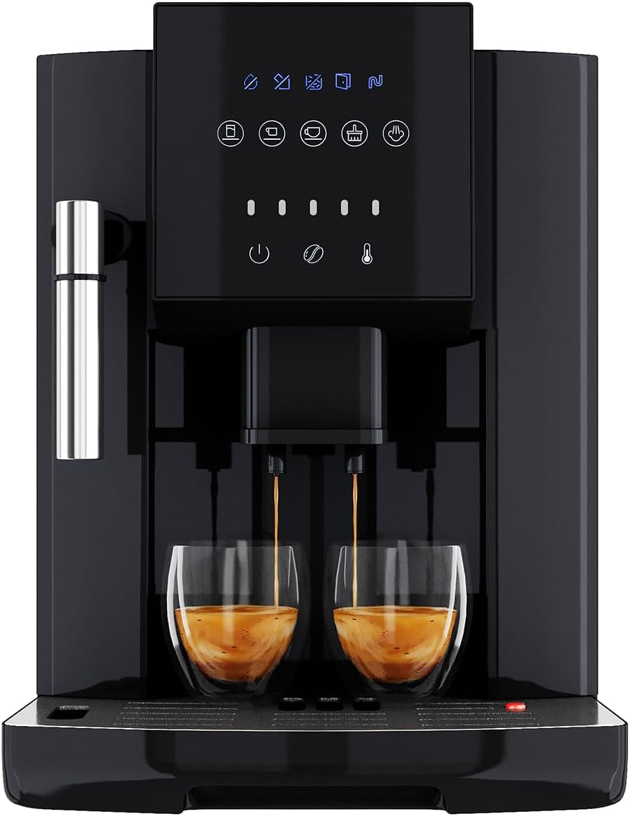 Plně automatický espresso kávovar ProfiCook® s napěňovačem mléka na cappuccino | Kuželový mlýnek | s funkcí ohřevu šálků | Italská profesionální pumpa | Dotykový displej | Espresso | PC KAV 1281