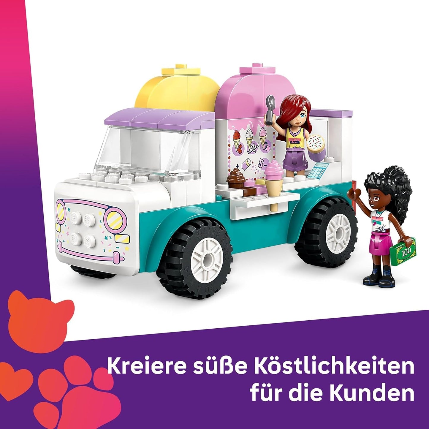 LEGO Friends Náklaďák na zmrzlinu Heartlake City Hrací sada 2 figurky a zajíček Stavebnice 4 roky stará holčičí postavička Stavebnice Minifigurka 42644 Stavebnice Besuche den LEGO-Store