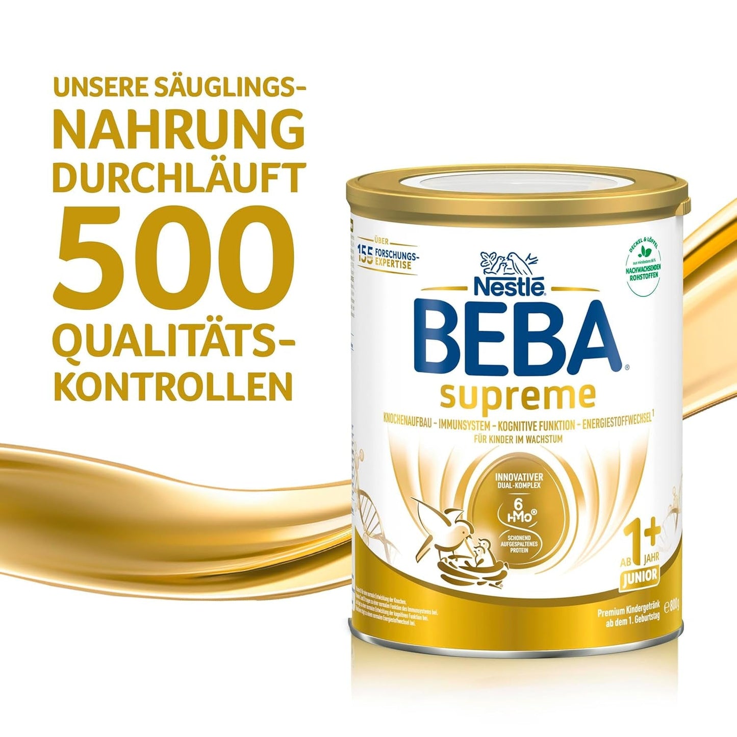 BEBA SUPREME JUNIOR 1 Plus - Nápoj pro děti od 1 roku, s komplexem 6 HMO, bez laktózy, bez palmového tuku, bez rybího tuku, výživa pro malé děti, sušené kojenecké mléko, balení 6 ks (6 x 800g)