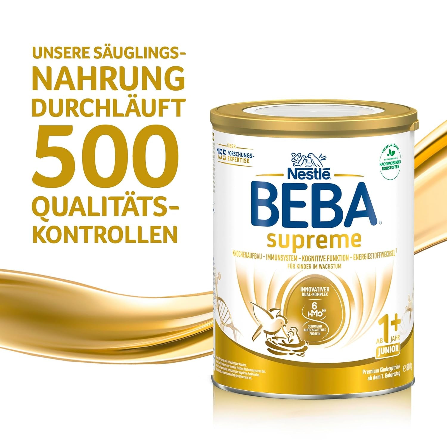 BEBA SUPREME JUNIOR 1 Plus - Nápoj pro děti od 1 roku, s komplexem 6 HMO, bez laktózy, bez palmového tuku, bez rybího tuku, výživa pro malé děti, sušené kojenecké mléko, balení 6 ks (6 x 800g)