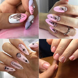 12 Blatt Nagelsticker Geometrisch Nagelaufkleber Selbtklebend Schwarz-Weißes Mysteriöses Dreieck Nail Art Sticker Dekoration Nageldesign Zubehör