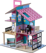 Olivia'S Little World 360 dřevěný domeček pro panenky pro děti 3,5" panenky a 12 doplňků Vícebarevné TD-13260C Domky pro panenky Naty Shop Výchozí název