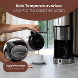 Kávovar Clatronic® s termoskou karafou na 8–10 šálků kávy (cca 1,2 l) | Nerezový kávovar s filtrem | Termoska s dvojitou stěnou | Bez teplotních ztrát | Kávovar 800 W | KA 3805