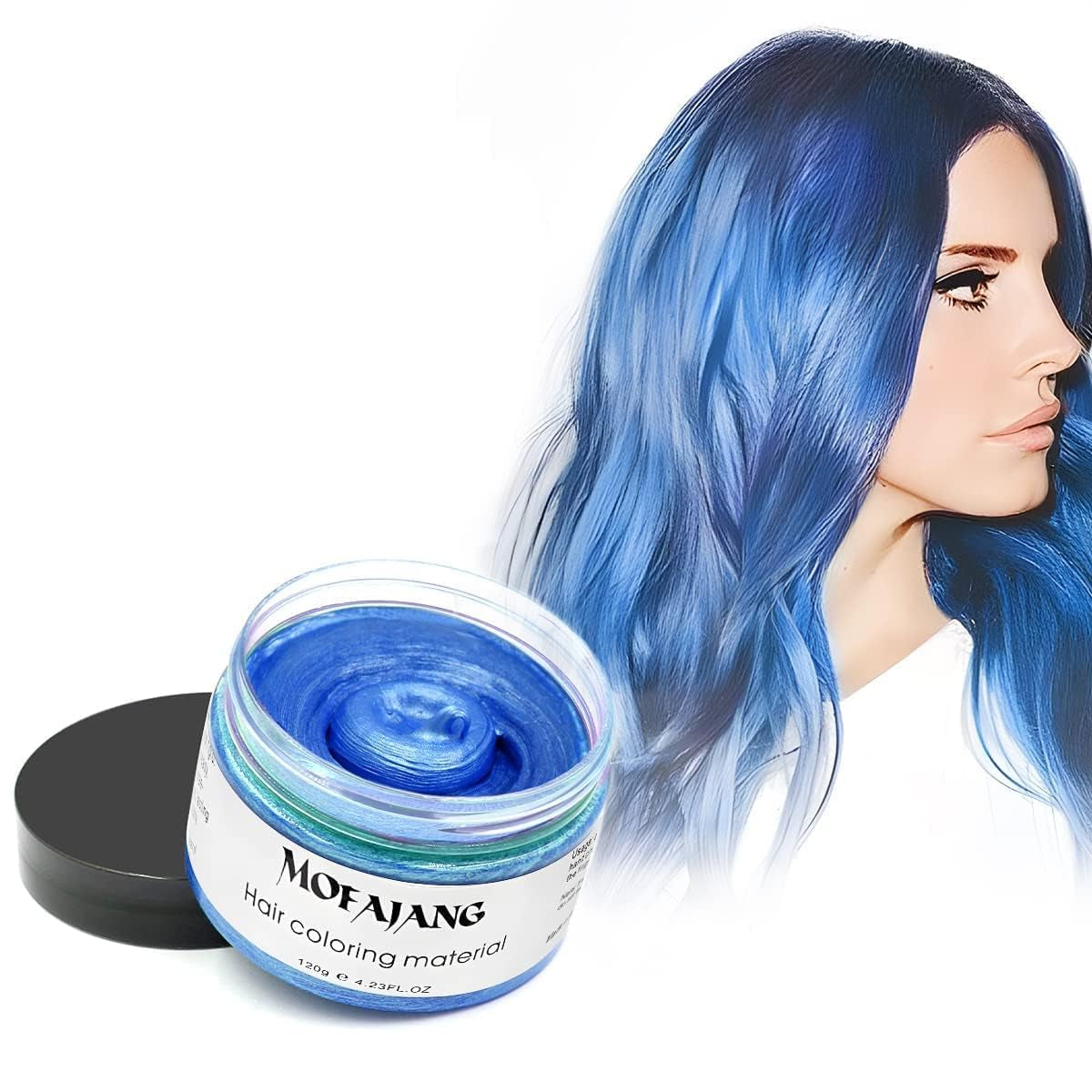 Dočasná barva na vlasy 4,23 unce Barevný vosk pro muže Ženy Smývatelná přírodní barva Pomáda Instantní barva na vlasy Pro Party Cosplay Halloween (červená) Naty Shop Barva na vlasy Modrá 120G (1 balení)