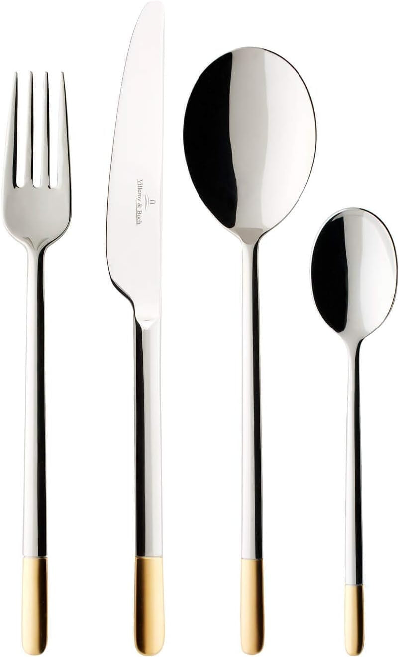 Villeroy & Boch - Ella Cutlery částečně pozlacené zlato, 30 kusů, 6 osob, vhodné do myčky, nerez Kitchen Naty Shop