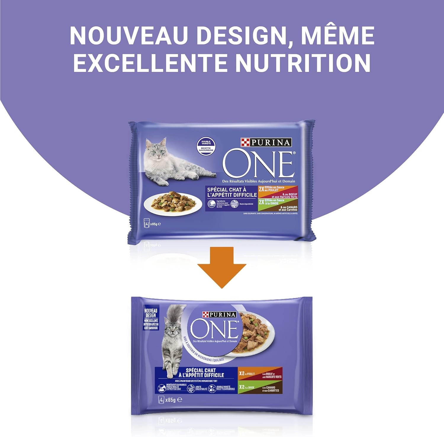 Purina One - Spezialfutter v omáčce Rind/Huhn/Ente und Turkeyhn für Katzen mit Appetit, 340 g