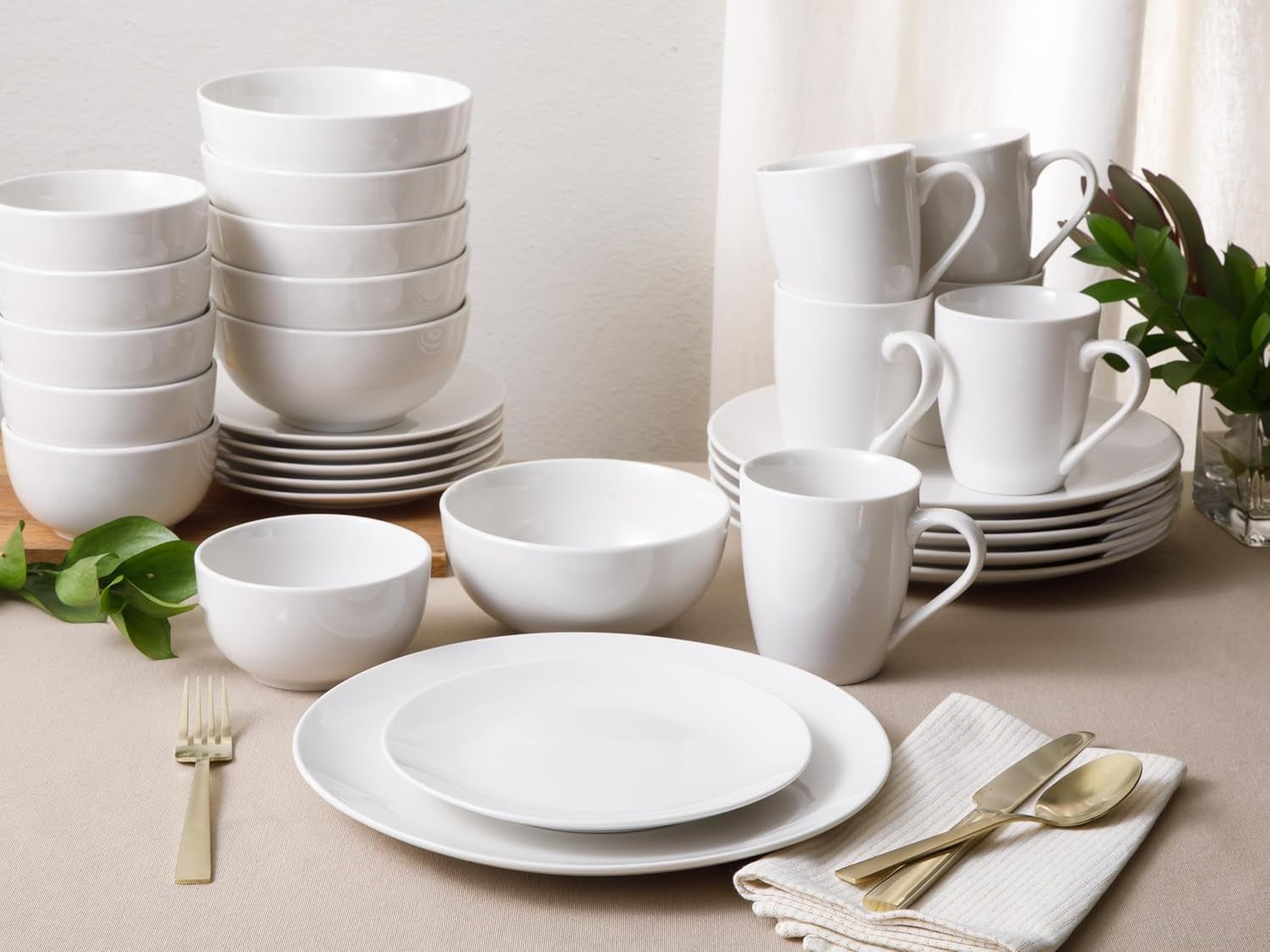 Porcelánová sada nádobí Zen Buffet, servis pro 6 (30 kusů), bílá (šálky)