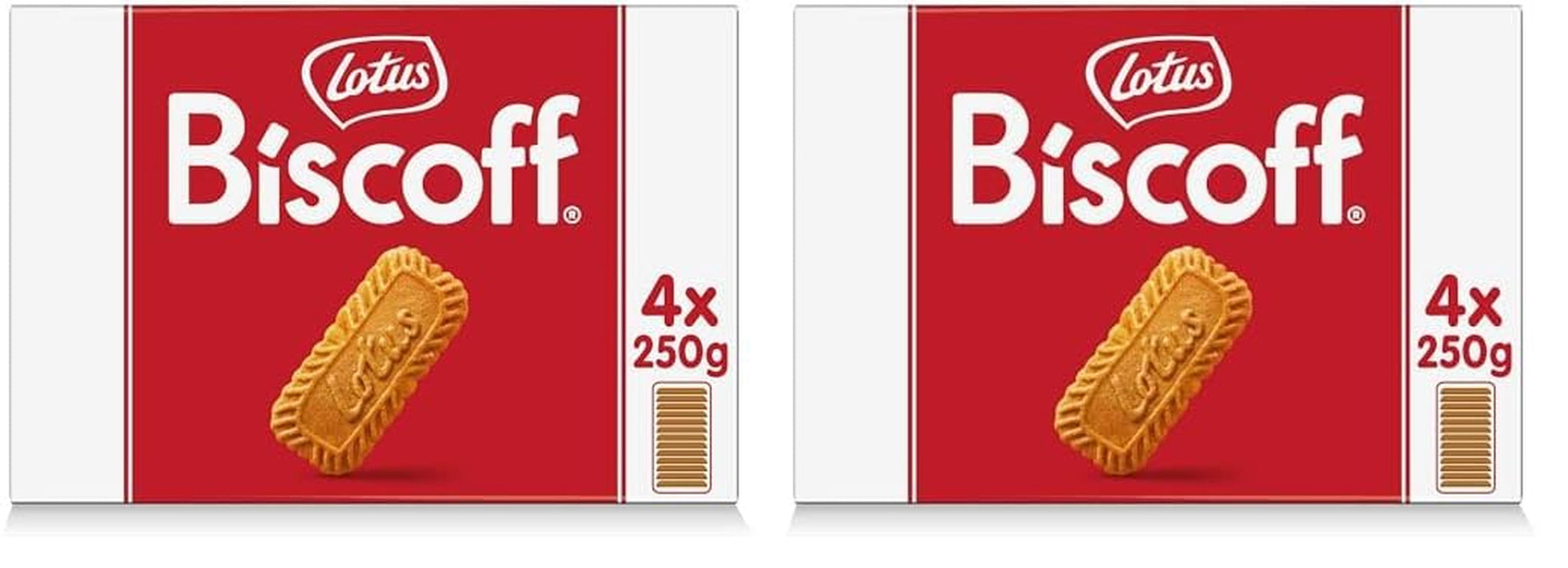 Lotus Biscoff | Originální karamelizované sušenky | Jedinečná křupavá chuť | Vegan | Bez přidaných příchutí nebo barev | 4 x 250 g | 1 kg (balení 2 ks)