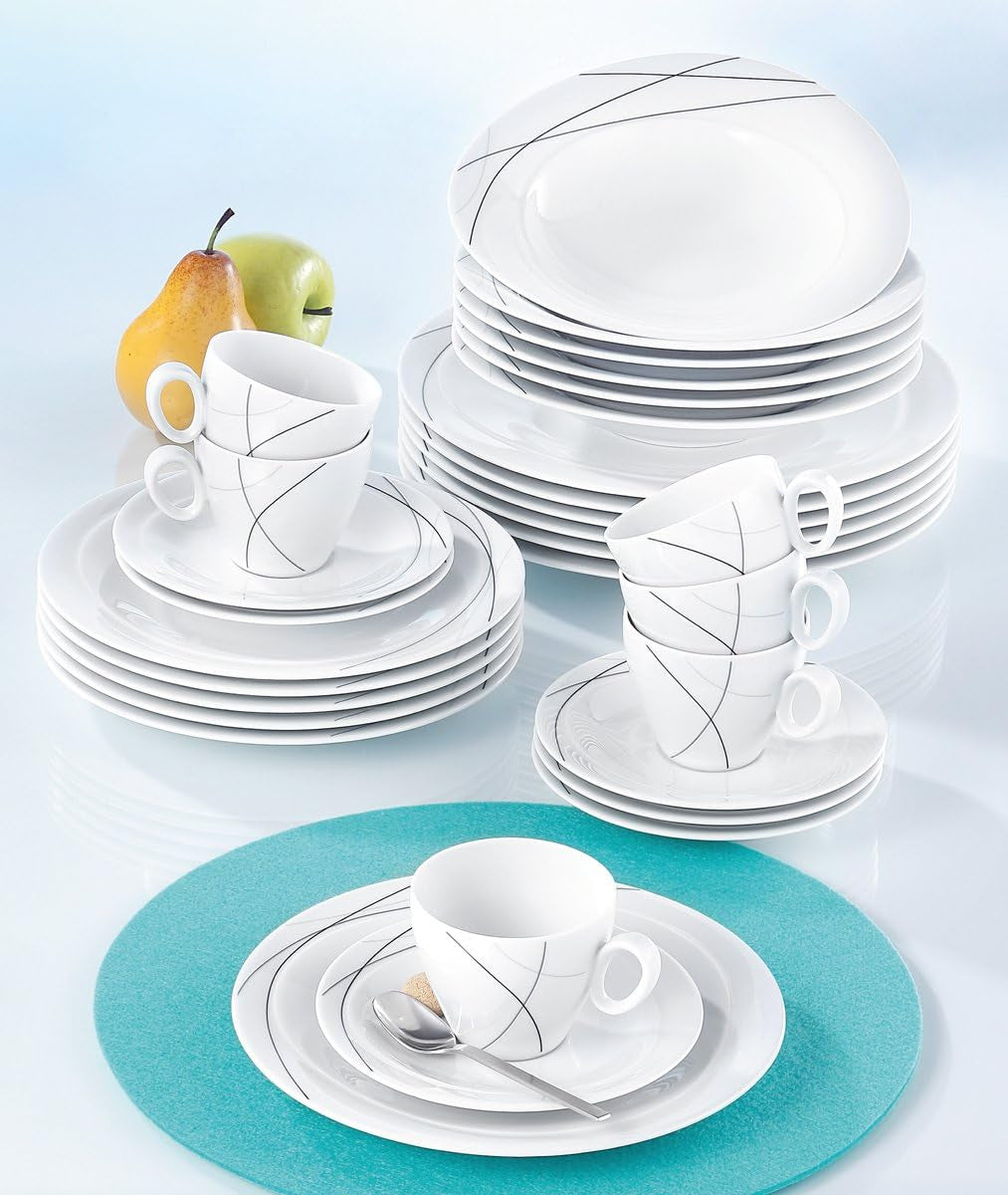 Seltmann Weiden 001.706904 Trio Highline sada kombinovaného nádobí, 30 kusů, 36,5 x 31,2 x 36,9 cm, bílá