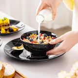 Porcelánová sada nádobí řady LOVECASA Daphne SWEET 24dílná kombinovaná sada Zlatý design Talíře Dezertní talíře Cereální misky a talíře pro 6