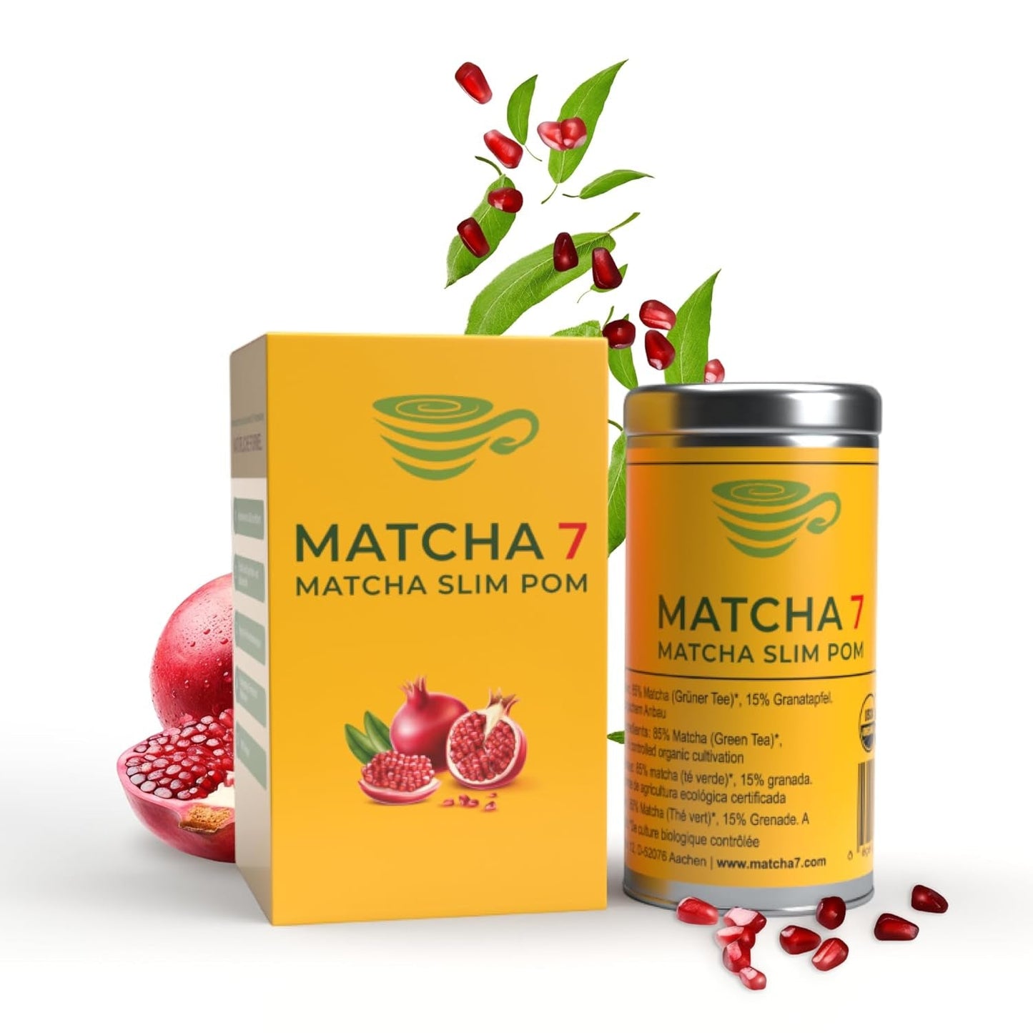 ® Ceremonial Matcha Powder X Granátové jablko 100G [Podporuje hubnutí a metabolismus] - Zelený čaj pro aktivní a zdravý životní styl - Zelený čaj bez přísad (čistý a přírodní)