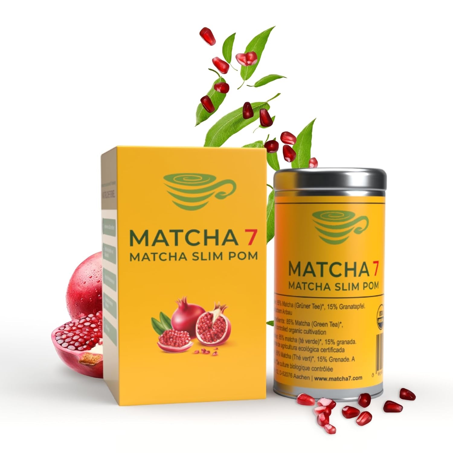 ® Ceremonial Matcha Powder X Granátové jablko 100G [Podporuje hubnutí a metabolismus] - Zelený čaj pro aktivní a zdravý životní styl - Zelený čaj bez přísad (čistý a přírodní)