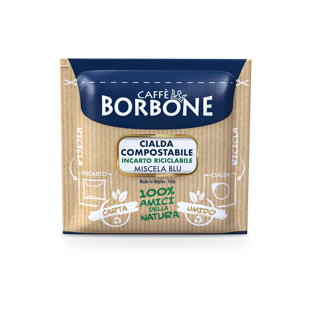 Kompostovatelné kávové polštářky Caffè Borbone, modré Kaffeemischung - 50 podložek - kompatibilní s papírovými podložkami ESE System 44 mm