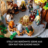 LEGO Icons The Lord Of The Rings: Rivendell – sbírka a výstavní sada pro dospělé s 15 jedinečnými minifigurkami včetně Gandalfa, Legolase, Aragorna a Froda, exkluzivně na Amazonu – 10316 stavebnic Besuche den LEGO-Store