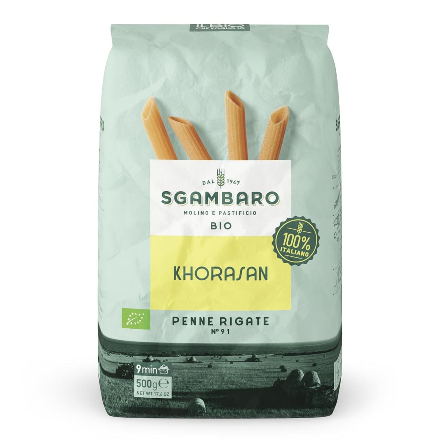Organické těstoviny Penne Rigate N.91 - 500 g z pšenice Khorasan - starověká pšenice, bohatá na bílkoviny, 100% pěstovaná v Itálii - všestranná v kuchyni a bohatá na živiny