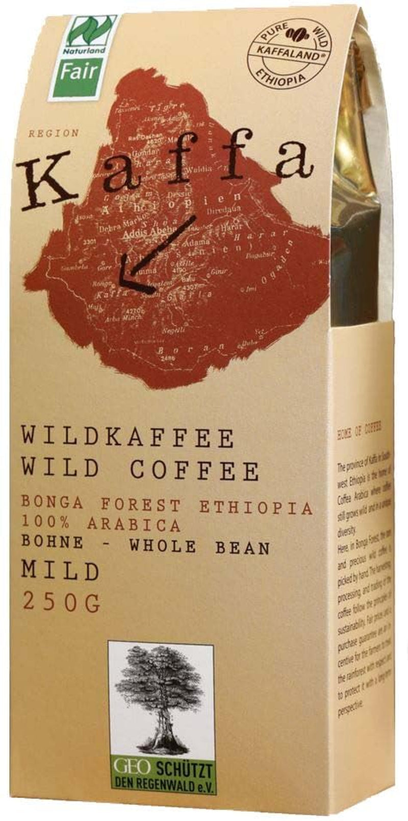 Kaffa Wild-Kaffee jemná ganze Bohne 2er-Pack (2x 250g) bio vegan fair Arabica MildBohx2