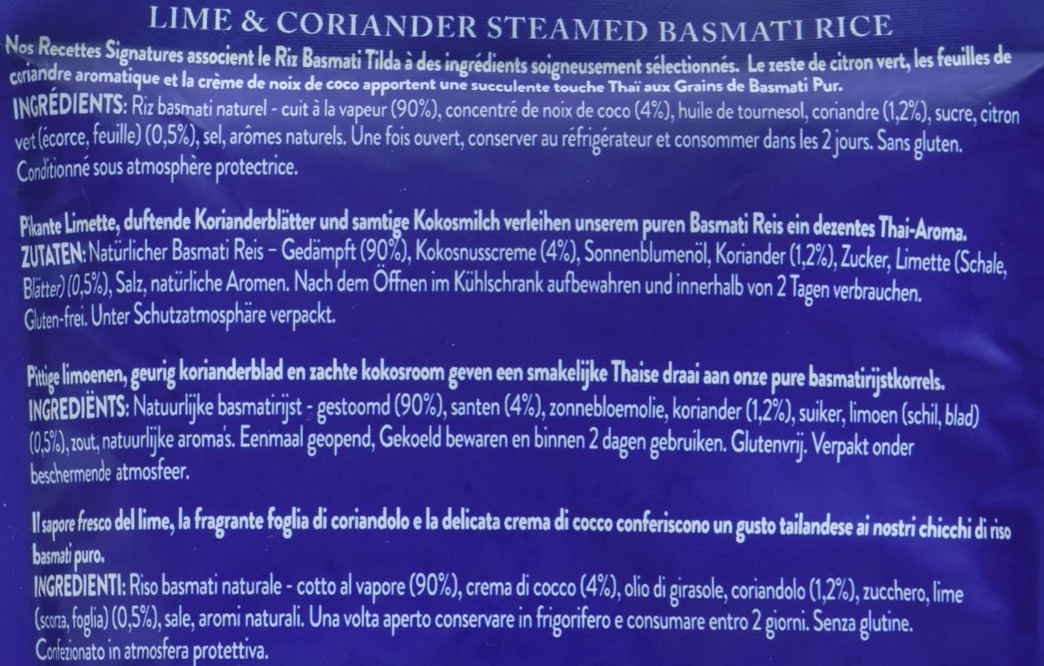 TILDA Dušená rýže Basmati s limetkou a koriandrem do mikrovlnné trouby, 250 g