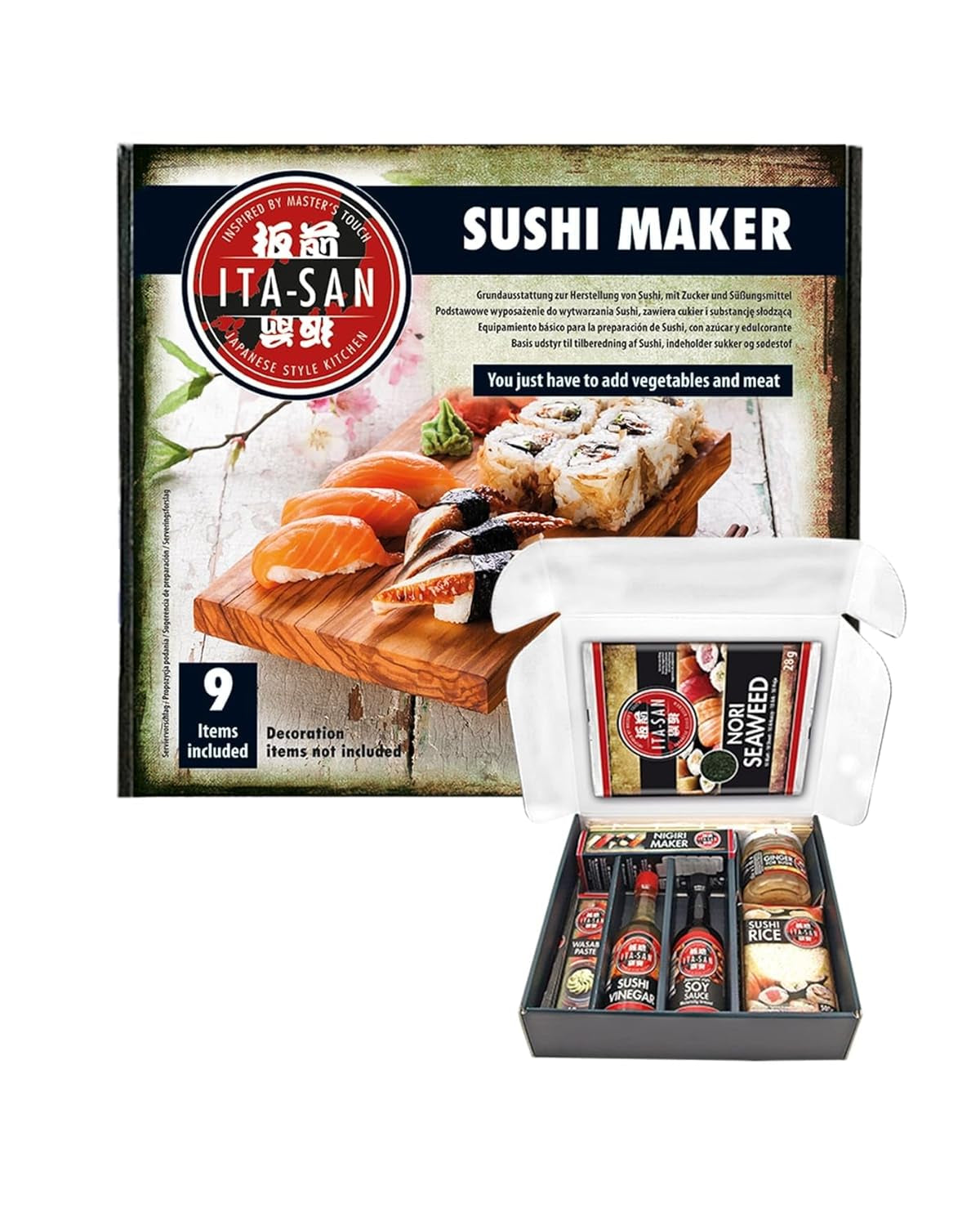 ITA-SAN Sushi Set (9dílná kompletní sada, ideální pro začátečníky, na zkoušku nebo jako dárek) 1 bal