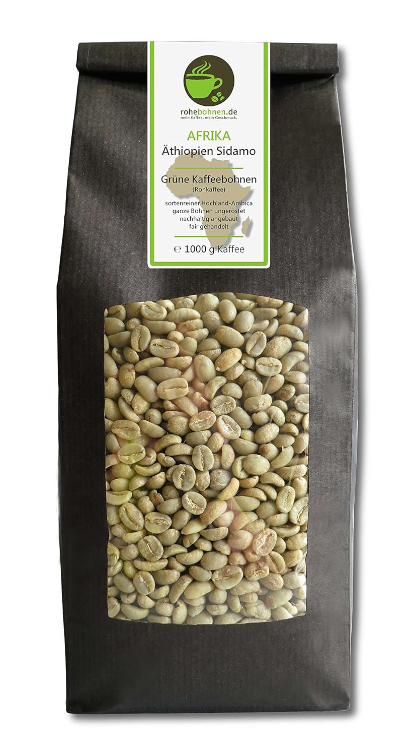 Surová káva - Green Highland Coffee Ethiopia Sidamo (zelená kávová zrna 1000g)